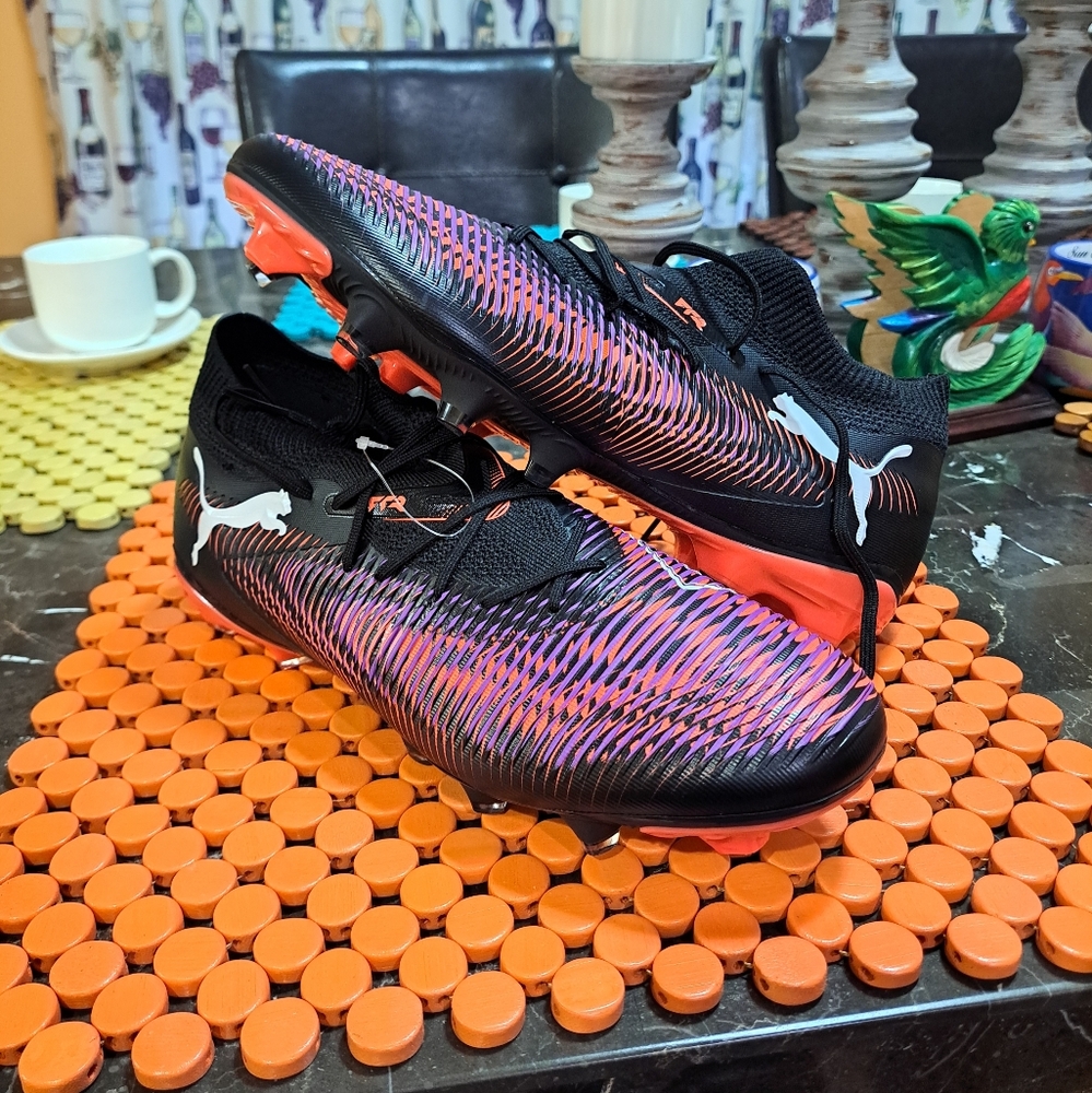 Puma Future 8 Ultimate FG Black/White/Glowing Red Soccer Cleats Sizes 10.0 10.5